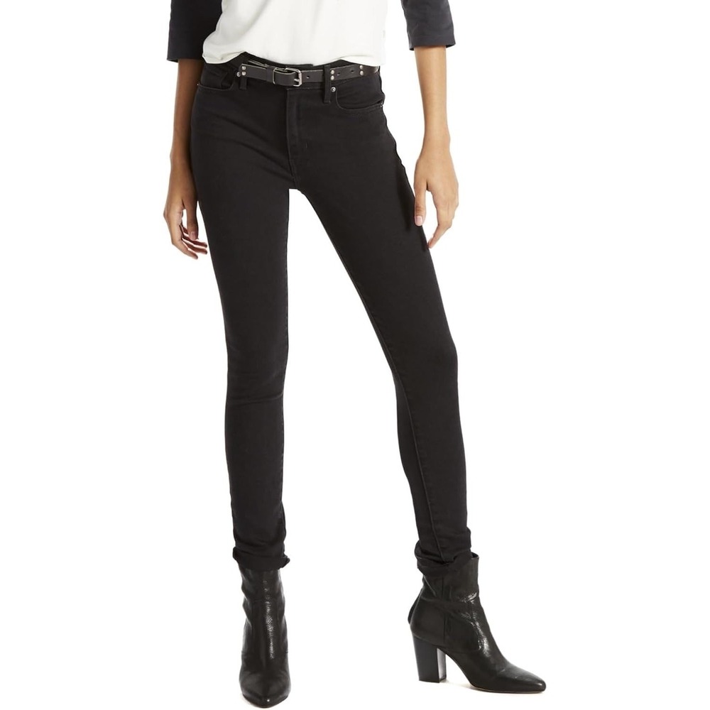 Levi's 721 High Rise Skinny Jeans Women Sz 2 Short 26x28 Black Denim Stretch NWT